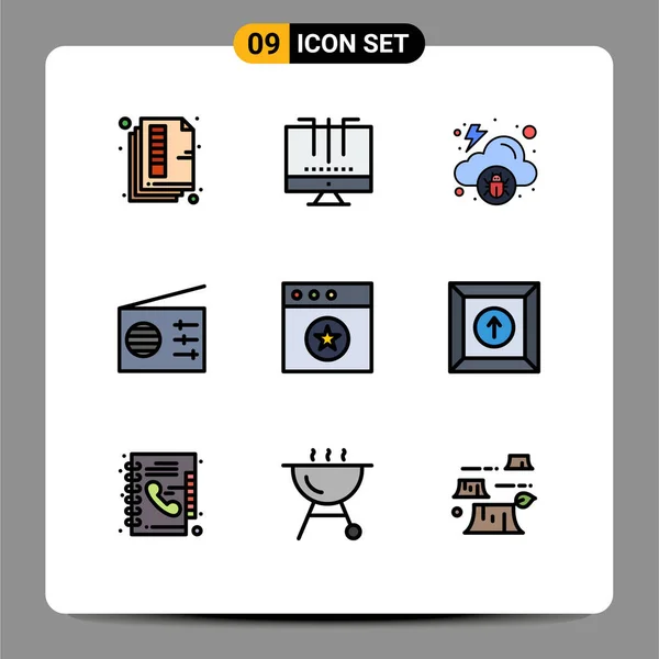Conjunto Icones Modernos Símbolos Sinais Para App Rádio Otimização Mídia —  Vetores de Stock