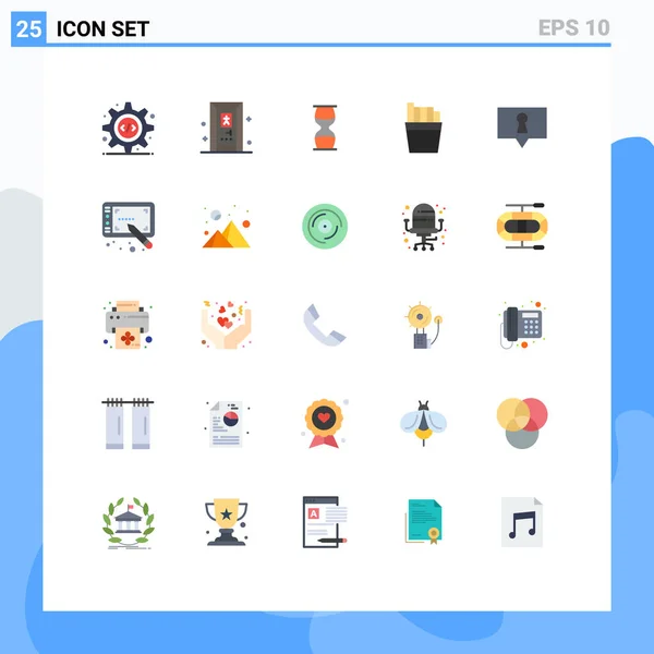 ウェブサイトのための25フラットカラーコンセプトモバイルとアプリの秘密 バブル ビジネス フライドポテト タイマー編集可能なベクトルデザイン要素 — ストックベクタ