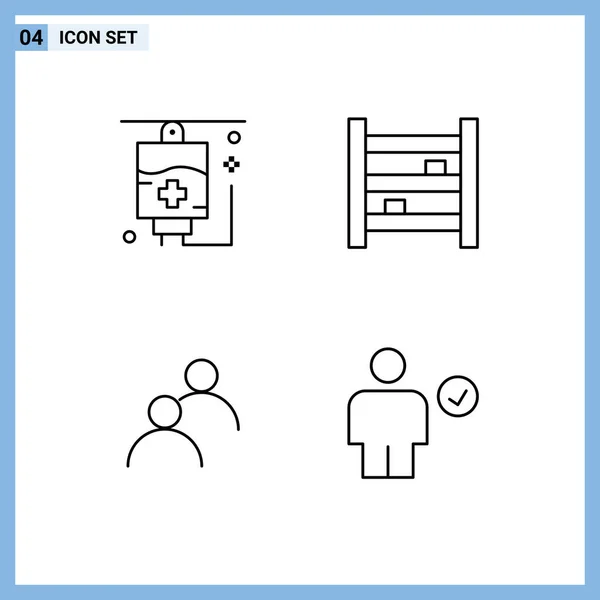 Mobile Interface Line Set Pictograms Healthcare Looked Cabinet Interior Basic — Vector de stock