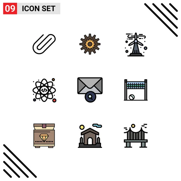 Universal Icon Symbols Group Modern Filledline Flat Colors Coding Web — Stock Vector