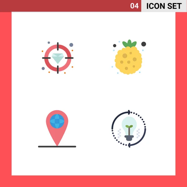 User Interface Pack Basic Flat Icons Diamond Globe Target Healthy — Διανυσματικό Αρχείο