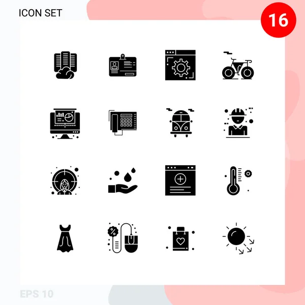 Creative Icons Modern Signs Sysymbols Pie Computer Browser Transport Bike — Vector de stock