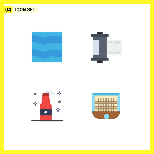 Flat Icon Pack Mit Universellen Symbolen Der Natur Bombe Wasser — Stockvektor