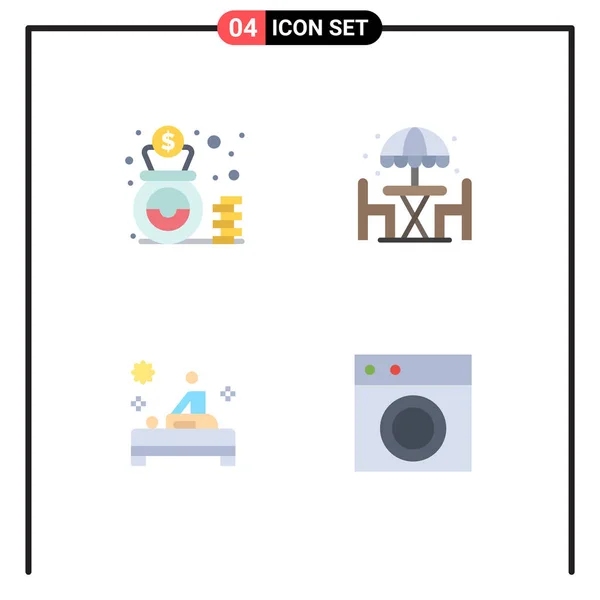 Flat Icon Pack Símbolos Universais Saco Spa Dinheiro Jantar Terapia —  Vetores de Stock