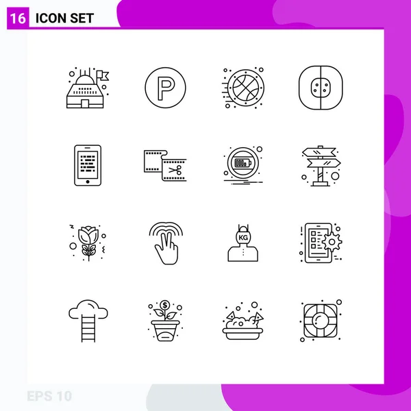 Set Modern Icons Sysymbols Signs Data Mobile Sports Laboratory Cell — Vector de stock