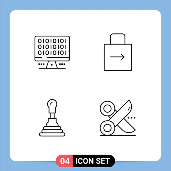 Creative Icons Modern Signs Sysymbols Web Car Server Lock Pad — Vector de stock