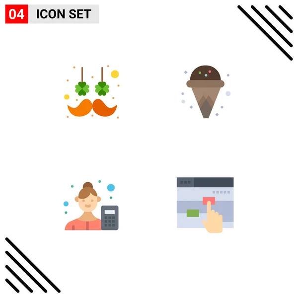 Set Commercial Flat Icons Pack Facial Hair Analyzer Flower Summer — Vector de stock