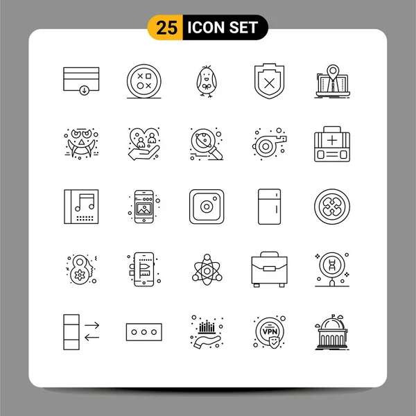 Set Modern Icons Sysymbols Signs System Navigation Chicken Warning Security — Vector de stock