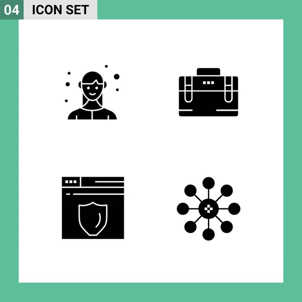 Stock Vector Icon Pack Line Signs Symbols Employee Security Business — стоковый вектор