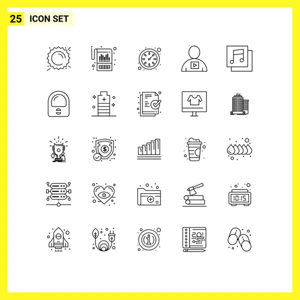 Set Vector Lines Grid Albums Playback Statements Human Avatar Editable — Stock Vector