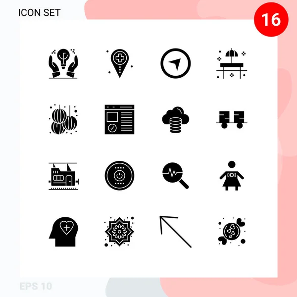 Universal Icon Symbols Gruppe Von Modernen Soliden Chinesischen Glyphen Sonnenschirm — Stockvektor