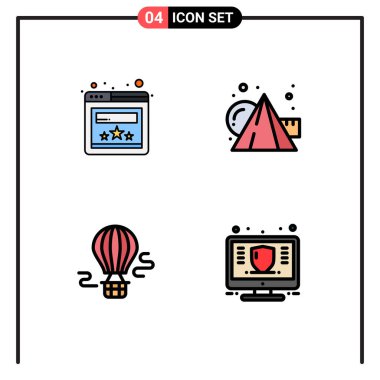 Tarayıcı, sıcak, sanat, küp, finansman Düzenlenebilir Vektör Tasarım Elemanlarının 4 Basit Dosya Çizgisi Düz Renklerinden oluşan Düzenlenebilir Vektör Satırı Paketi