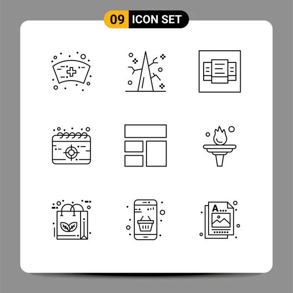 User Interface Pack Basic Outlines Layout Frame Price Collage Mission — Stock Vector