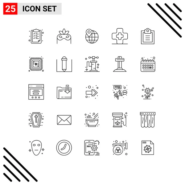 Thematic Vector Lines Editable Symbols Cryptocurrency Todo Location Tasks Pharmacy — Stock Vector