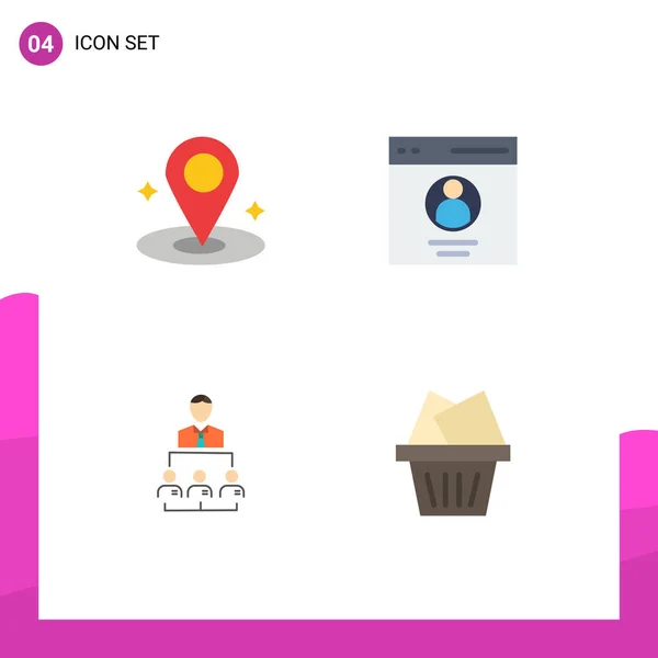 Mobile Interface Flat Icon Set Mit Piktogrammen Für Standort Mensch — Stockvektor