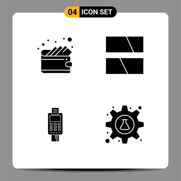 Σύνολο Σύγχρονες Εικόνες Σύμβολα Σημάδια Για Μετρητά Κάρτα Επεξεργασία Διάταξη — Διανυσματικό Αρχείο