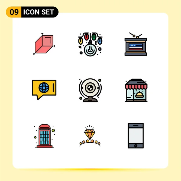 Stock Vector Icon Pack Mit Zeilenzeichen Und Symbolen Für Webcam — Stockvektor