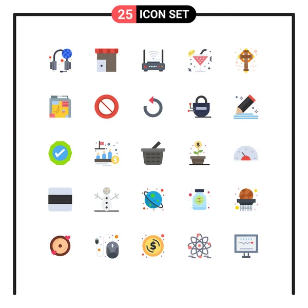 互联网编辑矢量设计元素的25个平面彩色标志和符号组 — 图库矢量图片