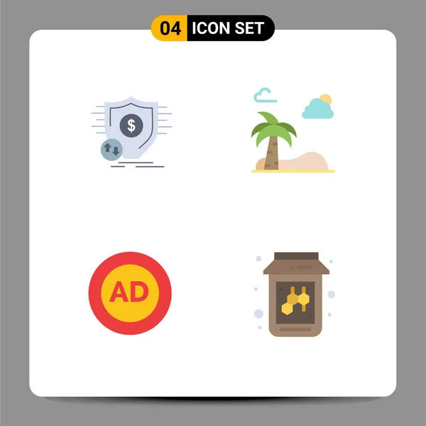 Set Vector Flat Icons Grid Finance Secure Palm Advertisement Editable — Vector de stock