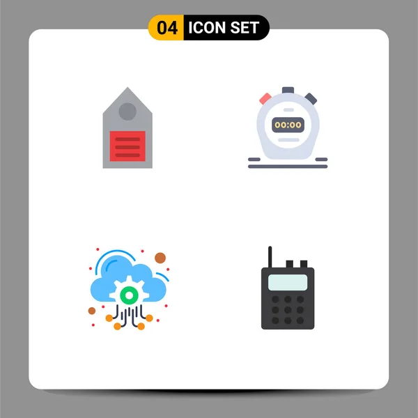 Pack Creative Flat Icons Eco Hosting Tag Stopwatch Services Editable — Stock Vector