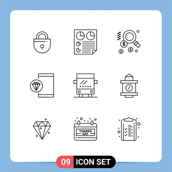 Stock Vector Icon Pack Líneas Símbolos Para Bus Desarrollo Dos — Vector de stock