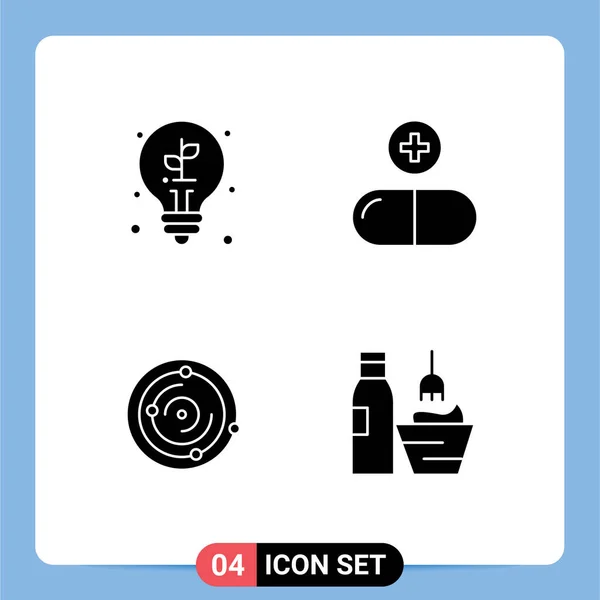 Universal Icon Symbols Group Modern Solid Glyphs Bulb Univers Plant — Stock Vector