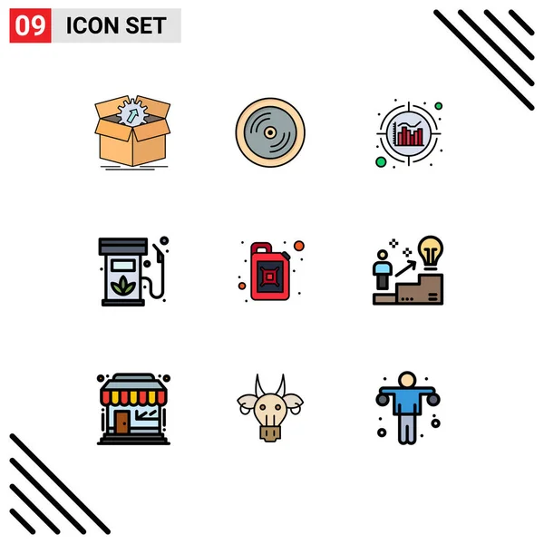 Vector Stock Icon Pack Líneas Señales Símbolos Para Depósito Gas — Archivo Imágenes Vectoriales