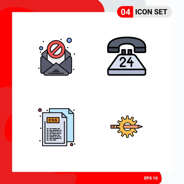 Interfaz Usuario Filledline Flat Color Pack Signos Símbolos Modernos Correo — Vector de stock