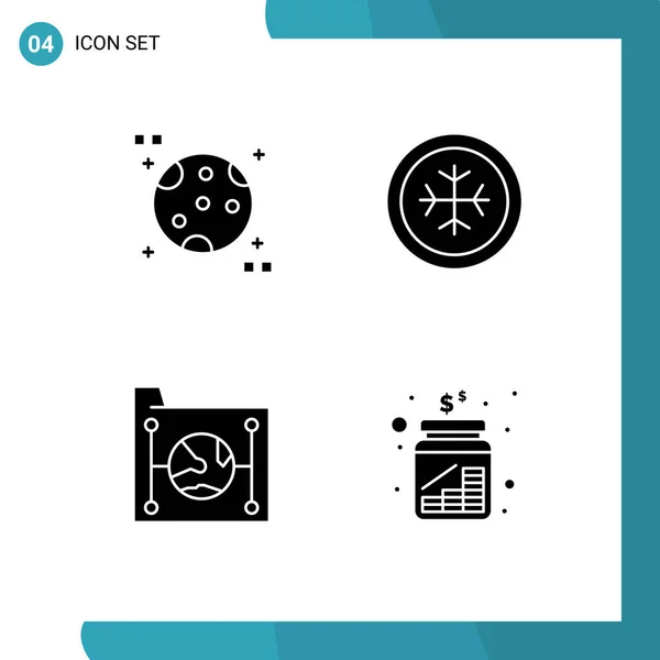 Editable Vector Line Pack Simple Solid Glyphs Astronomy File Cold — Stock Vector