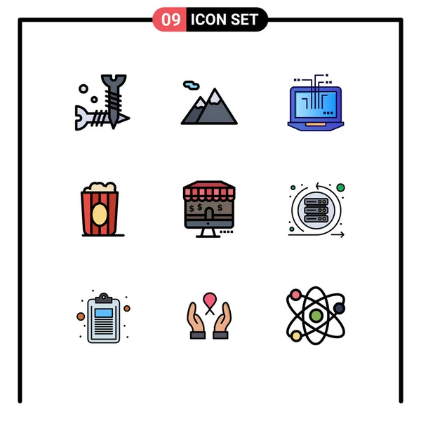 Universal Icon Symbols Group Modern Filledline Flat Colors Shop Online — Stockvector