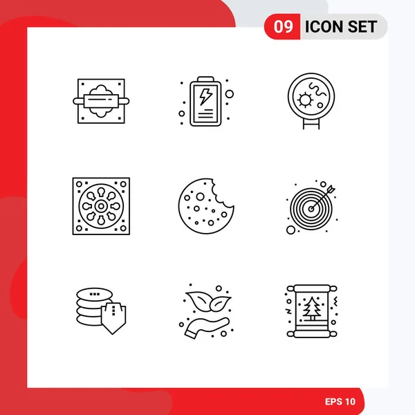 Group of 9 Modern Outlines Set for slice, food, viruses, toilet, drainage Editable Vector Design Elements — Stock Illustration Group Modern Outlines Set Slice Food Viruses Toilet Drainage Editable Stock Vector