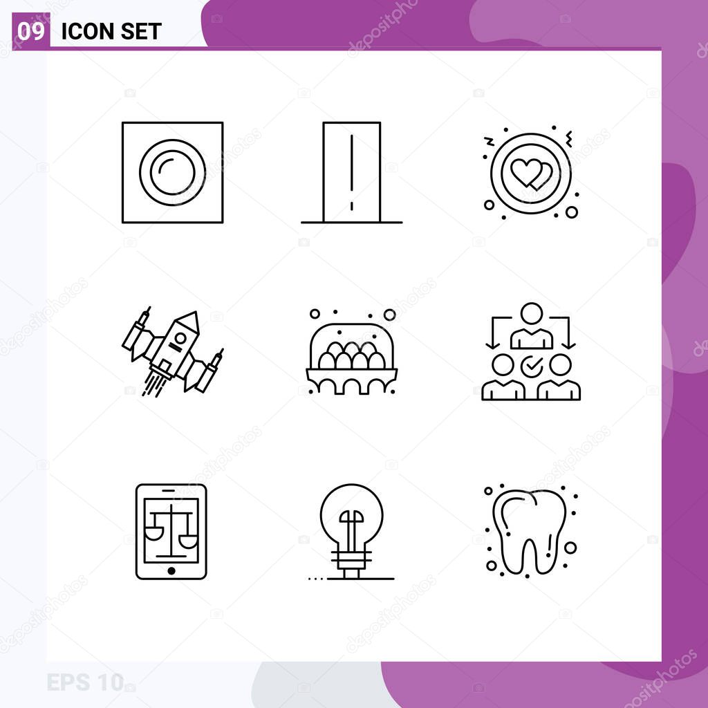 9 Creative Icons Modern Signs and Symbols of agriculture, space, light mete, ship, spacecraft Editable Vector Design Elements