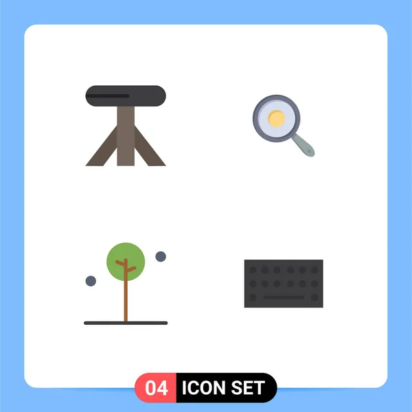 Conjunto Moderno Iconos Piso Pictografía Restauración Naturaleza Pan Cremallera Hardware — Vector de stock