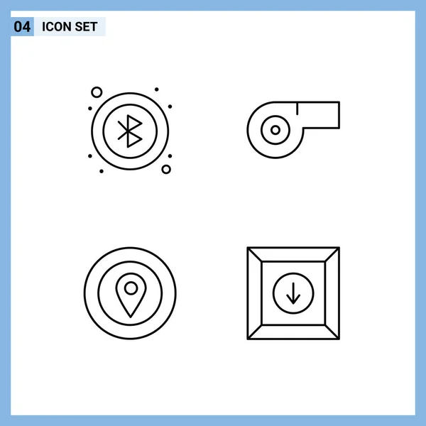 User Interface Line Pack Modernos Signos Símbolos Bluetooth Caja Deporte — Vector de stock
