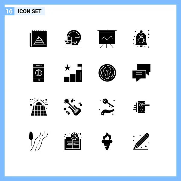 Groep Van Modern Solid Glyphs Set Voor Aansluiting Melding Sport — Stockvector