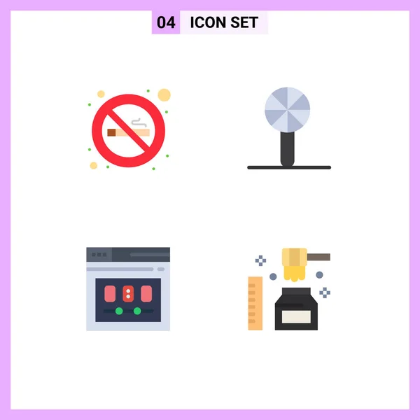 Set Vector Flat Icons Grid Cigarette Page Baby Rattle Rattle — Archivo Imágenes Vectoriales