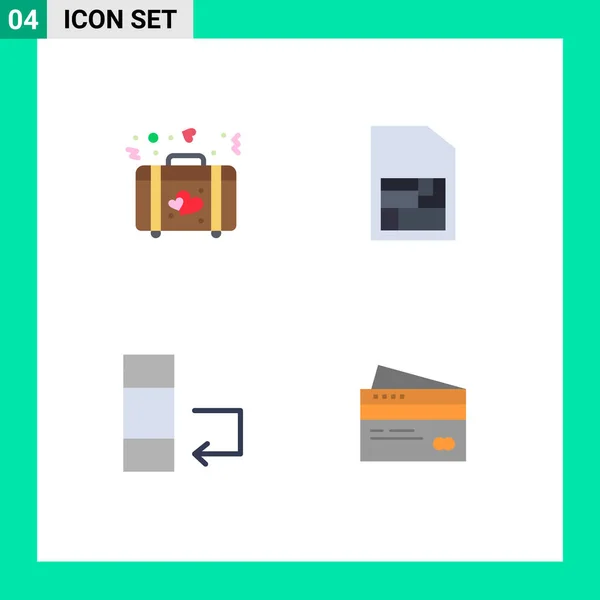 Mobile Interface Flat Icon Set Pictogramy Aktovky Výměna Svatba Sim — Stockový vektor