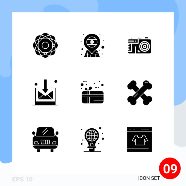 Mobile Interface Solid Gyph Set Pictograms Present Gift India Technology — Archivo Imágenes Vectoriales