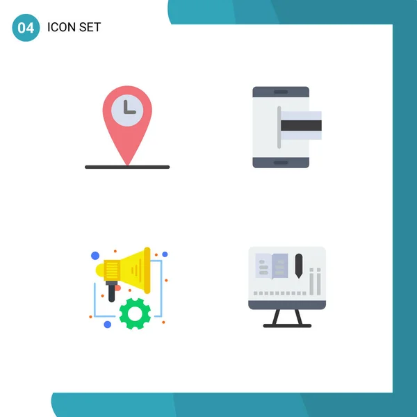 Packung Mit Kreativen Flat Icons Aus Geo Digital Handel Online — Stockvektor