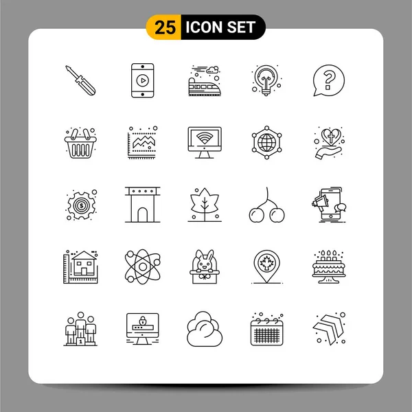 Set Modern Ikonok Szimbólumok Jelek Jel Tippek Játék Fény Izzó — Stock Vector