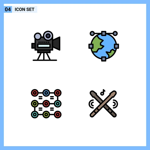 Creative Icons Modern Signs Sysymbols Camera Lock Video Development Protection — Vector de stock