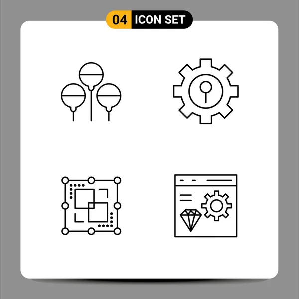 Pictogram Set Simple Filledline Flat Colors Bloon Intersect Keyhole Setting — 스톡 벡터