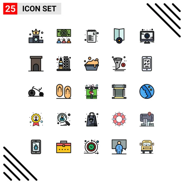 Universal Icon Symbols Group Modern Filled Line Flat Colors Architecture — Vetor de Stock