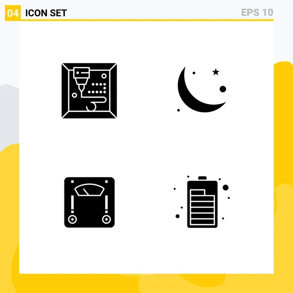 Set Modern Icons Sysymbols Signs Machine Weighing Islam Ramadan Battery — Vector de stock