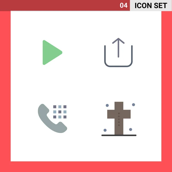 Editable Vector Line Pack Simple Flat Icons Control Phone Video — Stock Vector