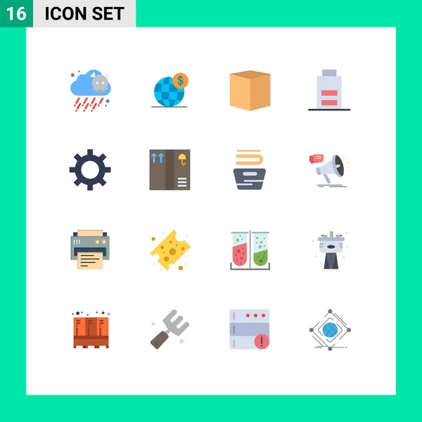 Modern Set Flat Colors Symbols Vehicles User Box Low Battery — Stock Vector