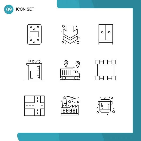 Stock Vector Icon Pack Line Signs Symbols Location Laboratory Furniture — Stock Vector