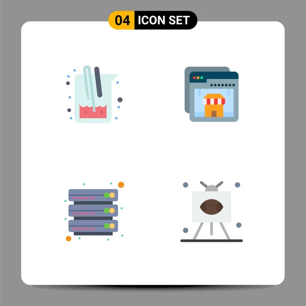 Vector Flat Icons Grid Chemistry Cloud Study Online Files Editable — 스톡 벡터