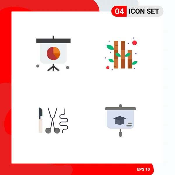 Thematic Vector Flat Icons Editable Symbols Business Medical Bamboo Instruments — Stock Vector