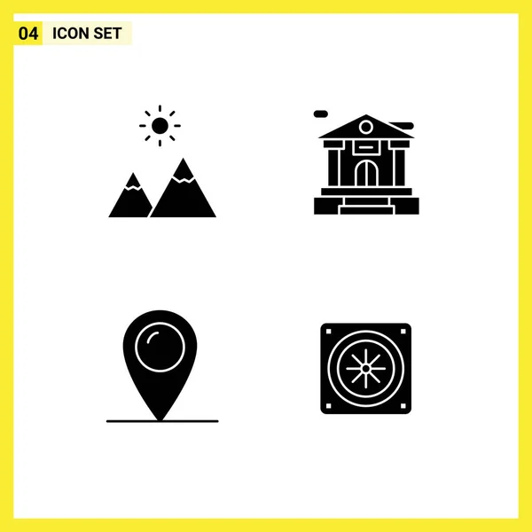 Set Modern Icons Sysymbols Signs Extreme Map Peak Building Computer — Vector de stock